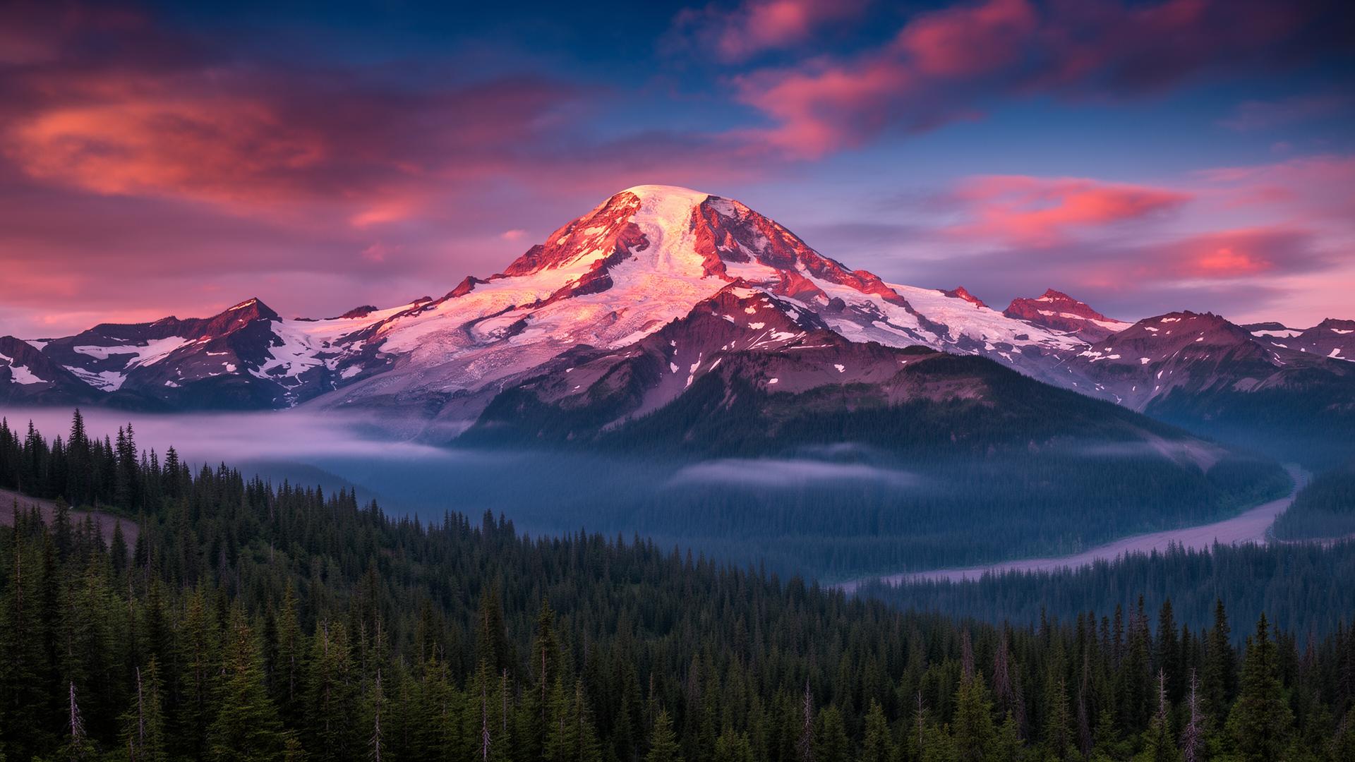 Mount Rainier at sunset in Washington State